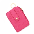 Mini portafoglio magenta a trama intrecciata con zip dorata e portachiavi - Rosa Rossa