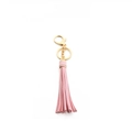 Pink PU leather tassel keychain with gold hardware ring and lobster clasp - Tassel With Lobster Clasp Ring (B1) / Pink