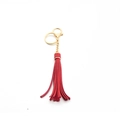 Red PU leather tassel keychain with polished gold lobster clasp and ring accessory - Tassel With Lobster Clasp Ring (B4) / Red