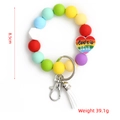 Regenbogen Silikonperlen Schlüsselanhänger Armband mit Herzanhänger und Quaste - Love Buchstabe Weißer Stil (S3)