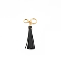 Classic black PU leather tassel keychain with golden lobster clasp and key ring detail - Tassel With Lobster Clasp Ring (B6) / Black