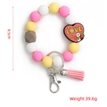Armband-Schlüsselanhänger aus Silikonperlen in Pink und Gelb mit Herzanhänger - Love Buchstabe Rosa Stil (S4)