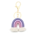 Handmade gradient purple cotton weave rainbow keychain with gold metal clasp - Purple