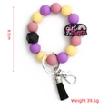 Porte-clés bracelet en perles de silicone avec breloque Girl Mom et perles mauves - Style Lettre Mom Noir (S6)