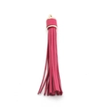 Rose pink PU leather tassel keychain accessory with elegant golden metal cap - Mini Tassel With Cap (A3) / Rose Red