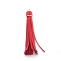 Vibrant red PU leather tassel keychain pendant with golden metal ring and clasp - Mini Tassel With Cap (A4) / Red