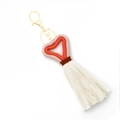 Porte-clés cœur bohème en coton tressé avec pompon blanc et fermoir mousqueton - Rose Orange (Fermoir en 8)