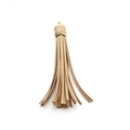 Light gold PU leather tassel keychain with polished gold metal cap and hanging ring - Mini Tassel With Cap (A8) / Gold