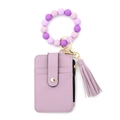 Portafoglio per carte in finta pelle viola con bracciale in silicone e nappa portachiavi - Viola