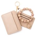 Minimalistisches Armband aus Silikonperlen mit Kartenetui und Geldbörse aus PU-Leder - Khaki