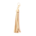 Golden PU leather tassel keychain with metallic lobster clasp for luxury bags - Tassel With Lobster Clasp (D8) / Gold