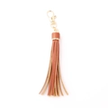Caramel brown PU leather tassel keychain with gold lobster clasp for bags and keys - Tassel With Lobster Clasp (D7) / Brown
