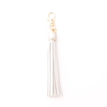 White PU leather tassel pendant with gold metal lobster clasp for bags and keys - Tassel With Lobster Clasp (D5) / Silver