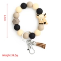 Bracciale portachiavi in silicone con ciondolo a forma di mucca e nappa marrone - Yak (S2) / Yak Cachi