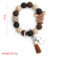 Bracciale portachiavi in perline di silicone con renna, nappa marrone e ciondolo - Alce (S3) / Alce Caffè