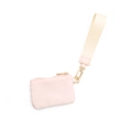 Rosa wasserdichte Mini-Geldbörse aus Nylon mit cremefarbenem Armband und goldenem Reißverschluss - Beige