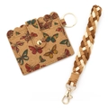 Portacarte in sughero con stampa a farfalla e cinturino intrecciato con chiusura dorata - Motivo Farfalla (3 蝴蝶)