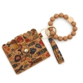 Tarjetero de corcho con pulsera de cuentas de silicona y patrones étnicos de peces - Pez Camello