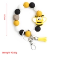 Porte-clés perles en silicone abeille avec gland jaune et anneau métallique - Abeille Jaune