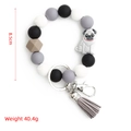 Porte-clés bracelet en perles de silicone avec breloque carlin et pompon gris - Chien Gris