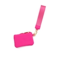Rose pink waterproof nylon mini coin purse with wrist strap and gold metal clasp - Rose Red