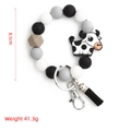 Bracelet porte-clés en perles de silicone avec pendentif vache et pompon noir - Vache Noir