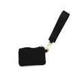 Black waterproof nylon mini coin purse with gold zipper and wide detachable wrist strap - Black