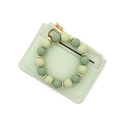 Ensemble porte-cartes en similicuir vert clair avec bracelet porte-clés en perles de silicone - B3 Vert