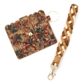 Cork card holder with colorful abstract prints, wavy edges, and a braided wristlet keychain - Artistic Abstract Botanical Print (8 Plants)