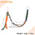 Braided leather keychain with metal chain and silver clasp in blue and orange - Orange (5883952421980)