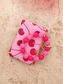 Porte-monnaie en cuir à imprimé cerise avec bracelet en perles de silicone rose - Cerise Rose Rouge