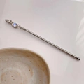 Elegante forcina per capelli in metallo argento con pietra di luna e design lava - Argento