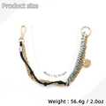 Braided leather keychain with golden chain shell charm and pearl detail for bags - 1 KC Gold Grey Shell / Grey (Shell Charm)