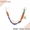 Blue and orange braided leather keychain with cow skull pendant and golden lobster clasp - 3 KC Gold Orange Blue Bull Head / Orange Blue (Bull Head Charm)