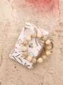 Floral print wristlet wallet with cream silicone beads and gold hardware - Khaki Flower