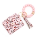 Portacarte rosa con stampa a funghi, cinturino in silicone e nappa in pelle PU - 5 Rosa Chiaro Fungo