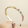 Cerchietto con strass colorati con base in metallo dorato e cristalli di vetro multicolore - Base Dorata / Strass in vetro colorato