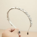 Cerchietto barocco in cristallo con base in metallo argento e strass scintillanti per festa - Stile Base Argento / Strass in Vetro Trasparente