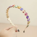Cerchietto in metallo con strass colorati e gemme a cuore per un look da fata alla moda - Stile Strass a Goccia Multicolore B (彩色玻璃水滴钻B款)