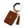 Geldbörse-Schlüsselanhänger aus braunem Leder mit Silikonperlen-Armband in Braun - Braun