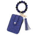Kartenhalter mit blauem Leopardenmuster, Silikonperlen-Armband und Schlüsselanhänger - Blau