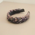 Bohemian purple tweed braided headband with wide anti-slip inner lining for women - Purple