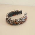 Serre-tête tressé bohème en fil de tweed multicolore avec doublure antidérapante - Orange