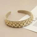 Baroque headband with champagne crystals and white pearls on a gold alloy frame - Champagne Marquise Crystal