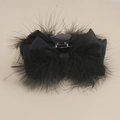 Elegant large black hair claw clip with satin bow and premium ostrich feathers for women - Black Feather