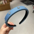 Cerchietto in denim blu con stelle di zircone scintillanti per un look alla moda - Blu Denim Chiaro