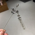 Horquilla de mariposa plateada con flecos largos para accesorios de Hanfu - Estilo Mariposa Borla (B1972)