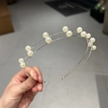 Serre-tête élégant en métal argenté à double couche avec perles blanches pour femmes - Style Perle
