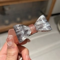 Barrette à cheveux nœud en acétate marbré gris et résine pêche au style élégant - Marbre Gris
