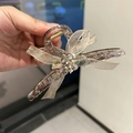 Elegante fermaglio per capelli con perle e fiocco in cristallo in stile coreano - Nastro Champagne